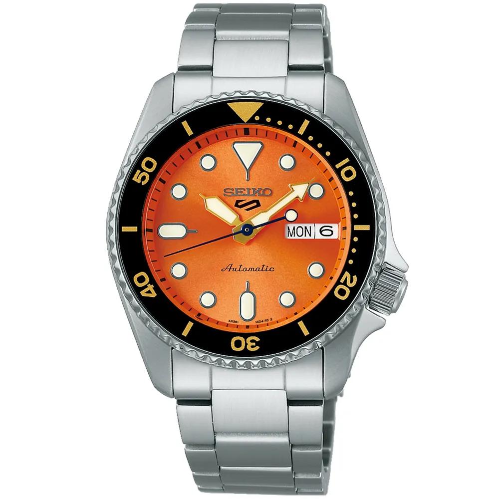 【SEIKO 精工】5 Sports 街頭潮流機械腕錶/陽光橙38mm(SRPK35K1 / 4R36-14B0L)