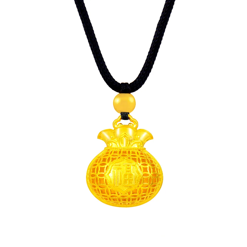 【Just Gold 鎮金店】雋藏 金福盈囊 黃金吊墜(附繩)