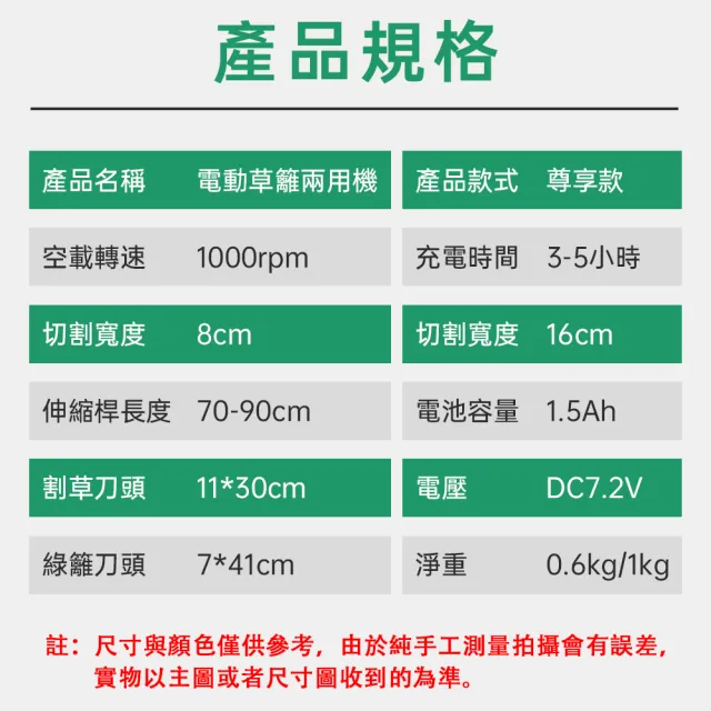 【佳美多】修剪機 割草機 園藝機電動草籬兩用機  庭院修枝機  伸縮桿長度 70-90cm 雙控開關 輕量機身