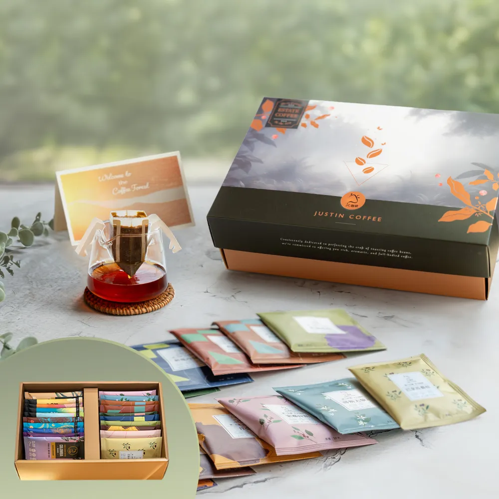 咖啡森林濾泡禮盒-二十個莊園綜合x2盒 (10gx20包/盒.共40包.附提袋及卡片.含巴拿馬藝妓)中秋禮盒;中秋送禮