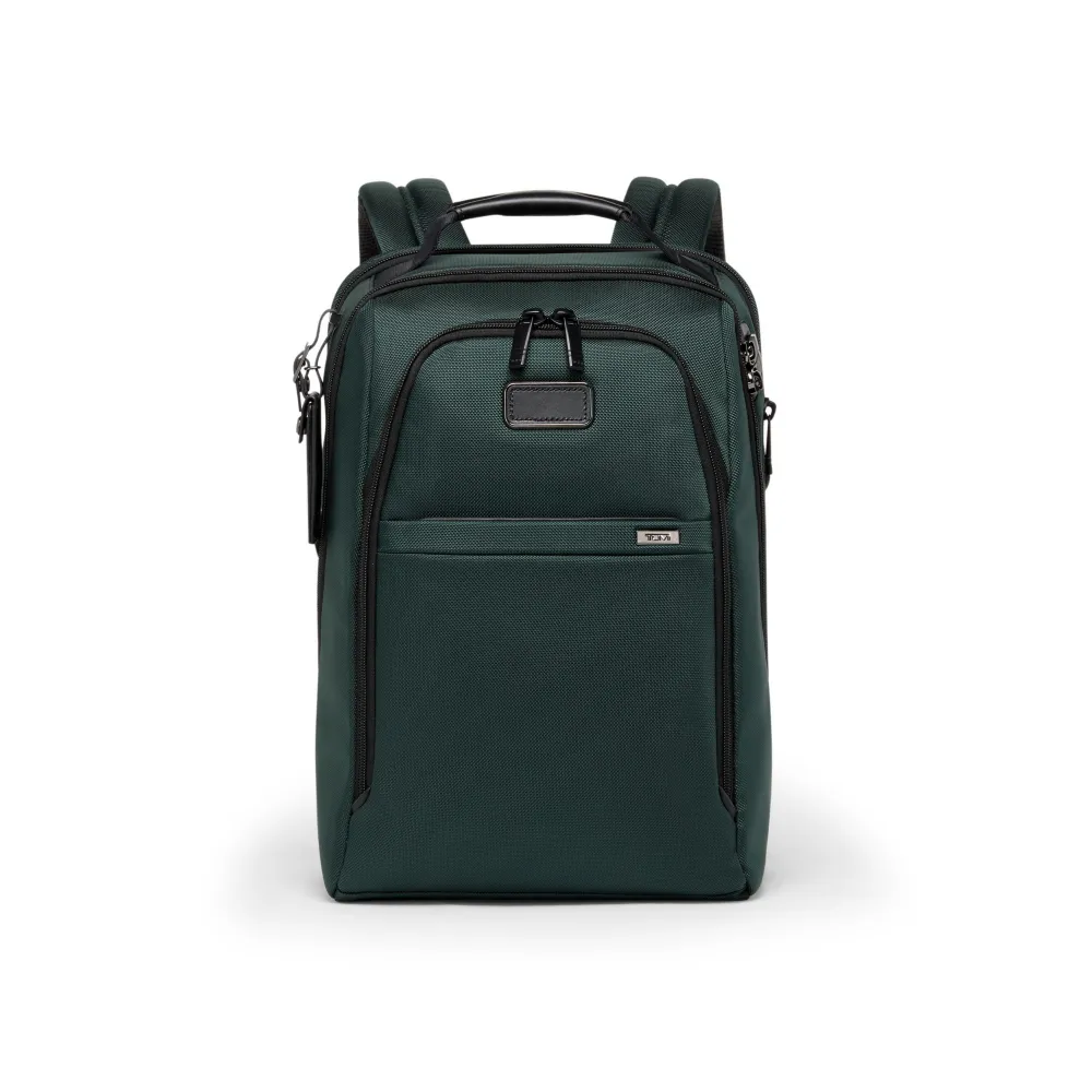 【TUMI】Alpha 中型 15 吋筆電可擴展彈道尼龍後背包 - 深松