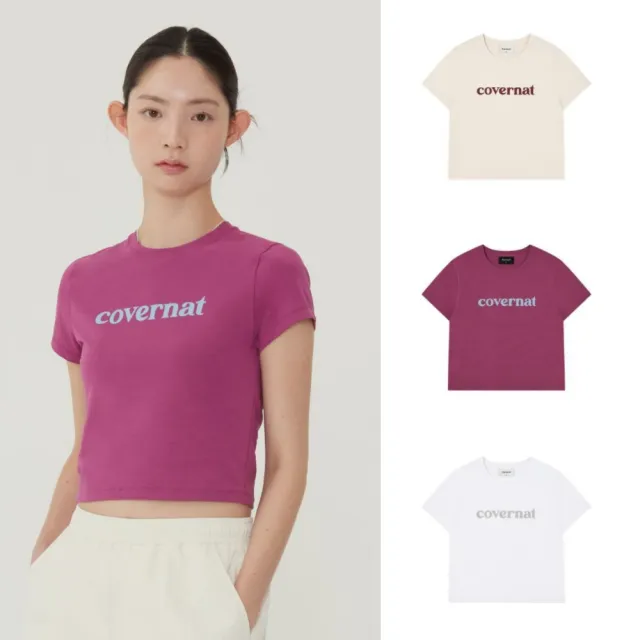 【COVERNAT】女款短版經典LogoT恤(WMS短袖上衣 原生白/洋紅/白色)