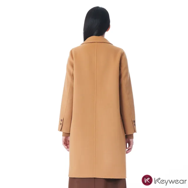 【KeyWear 奇威名品】簡約翻領高級羊毛大衣(共2色)