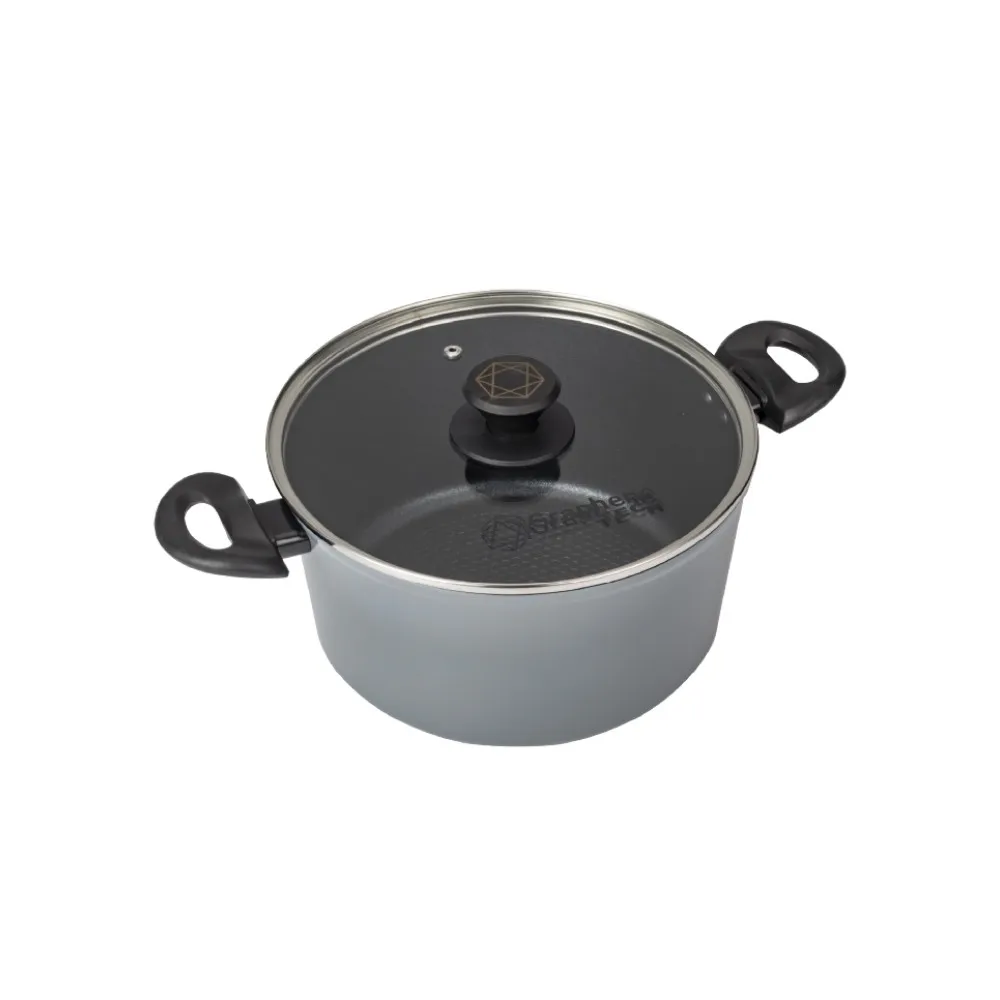 【DIAMOND CHEF】黑金石墨烯不沾鍋雙耳湯鍋24cm(含蓋/IH爐可用/火鍋)