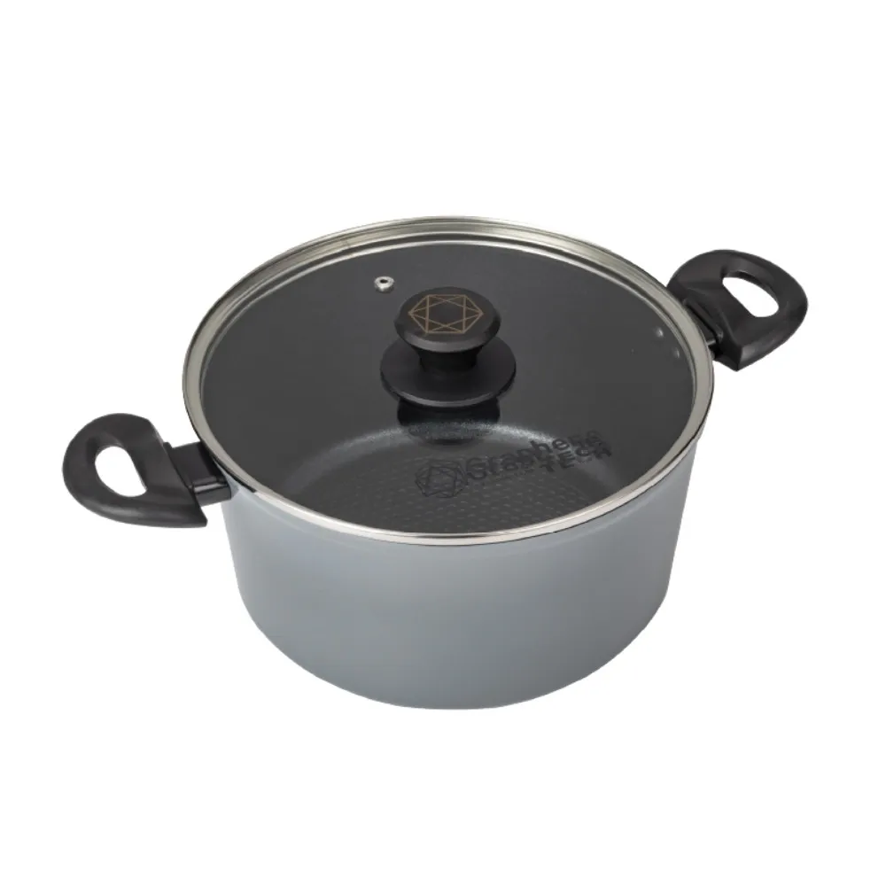 【DIAMOND CHEF】黑金石墨烯不沾鍋雙耳湯鍋28cm(含蓋/IH爐可用/火鍋)