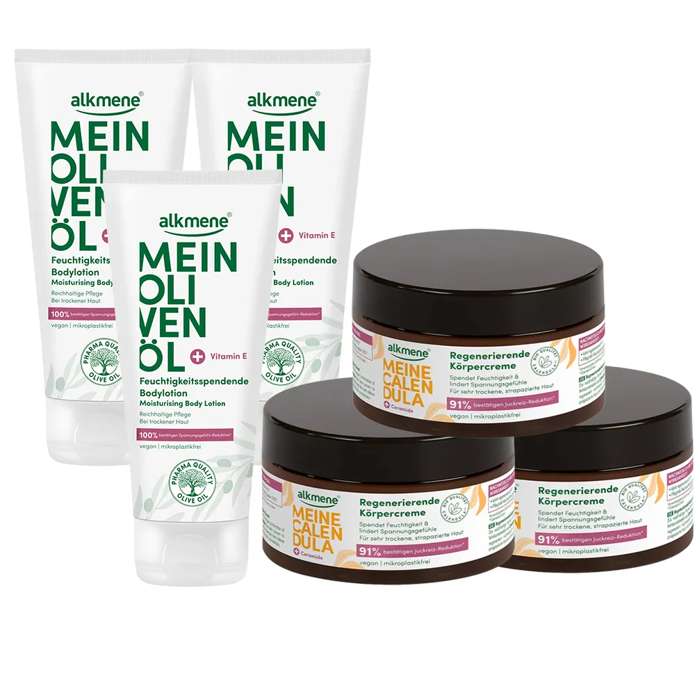 【德國alkmene】6入組我的保濕修護乳霜系列200ml-金盞花/橄欖油(總代理公司貨)