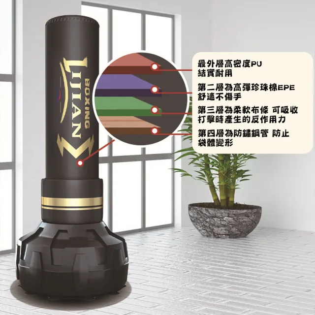 【ZHIPU 芝浦】沙袋沙包拳擊立式沙袋散打拳擊柱搏擊沙包高170cm粗30cm 多吸盤穩固配重底座L
