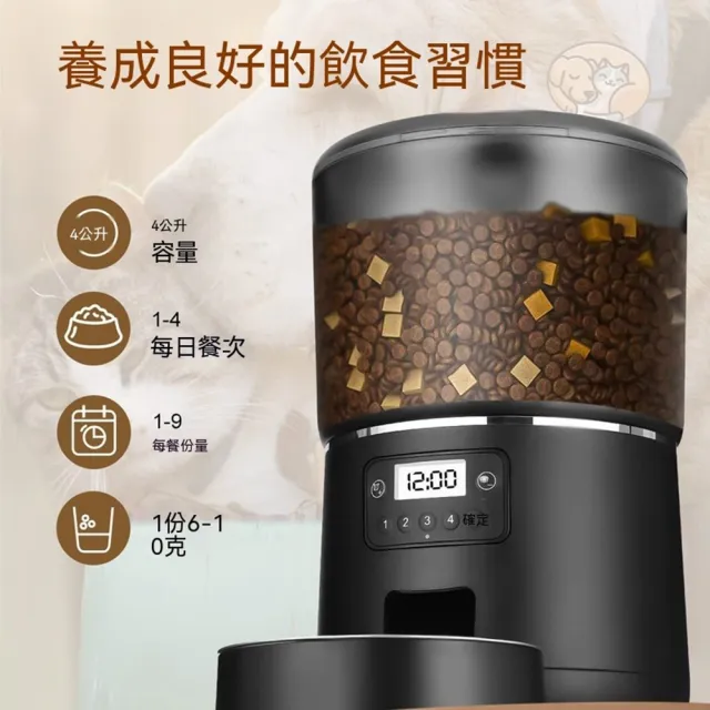 【Quality 聚家】寵物自動餵食器 4L塗鴉智能APP 帶錄音功能 貓狗定時餵食器 wifi遠程投食（定時定量）