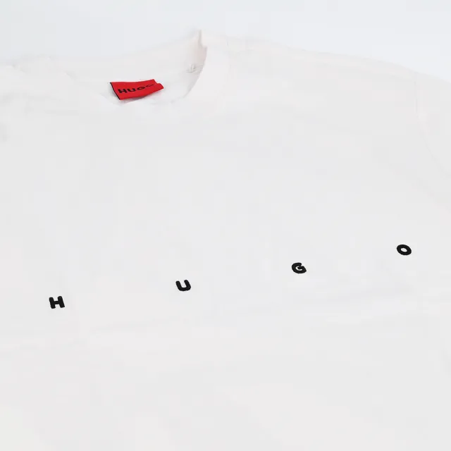 【HUGO BOSS】印花圓領短袖T恤(寬鬆/粉白)