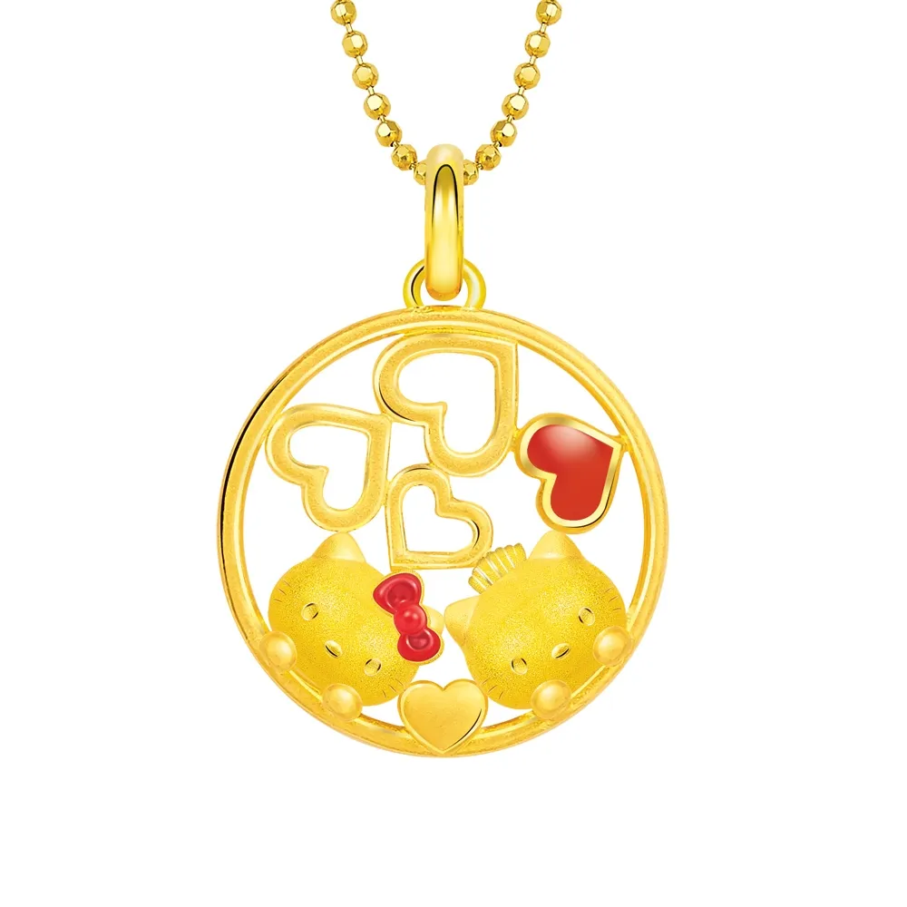 【Just Gold 鎮金店】Kitty & Daniel 浪漫約定 黃金吊墜(不含鍊)