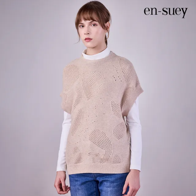 【en-suey 銀穗】EU不規則鏤空組織變化落肩線衫-女