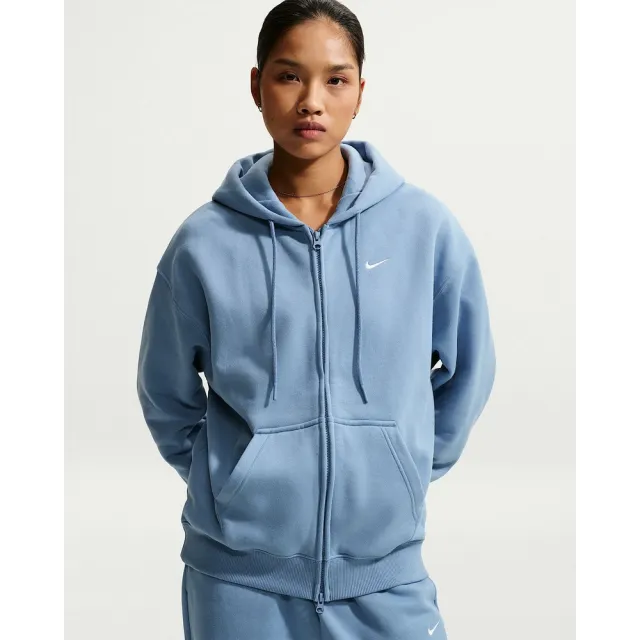 【NIKE 耐吉】連帽外套 女 AS W NK STDO FLC MW OS FZ HDY 運動 休閒 外套 夾克 Karina同款 藍 (IM8085486)