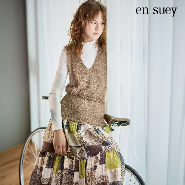 【en-suey 銀穗】EU彈性修身半高領內搭上衣-女
