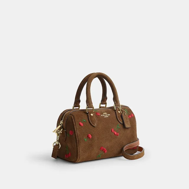 【COACH】蔻馳官方直營 ROWAN迷你櫻桃刺繡斜背手袋 斜背包 手提包-IM/混合雪松木色(CFO47)