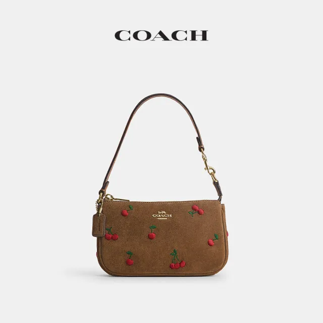 【COACH】蔻馳官方直營 NOLITA 19 櫻桃刺繡手袋 單肩包 手拿包-IM/混合雪松木色(CFU90)