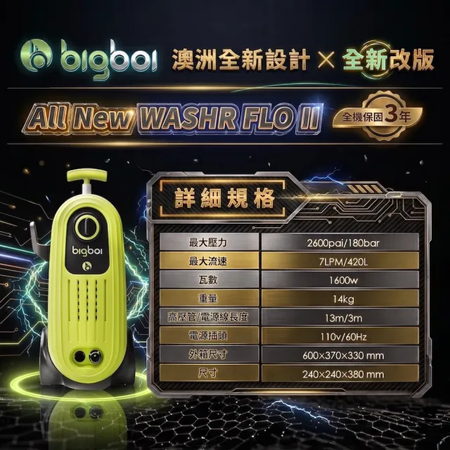 【bigboi】澳洲專業短槍泡沫壺 10週年紀念版 三年保固 WashR FLO2 STG COMPACT 全新二代 高壓清洗機 洗車機