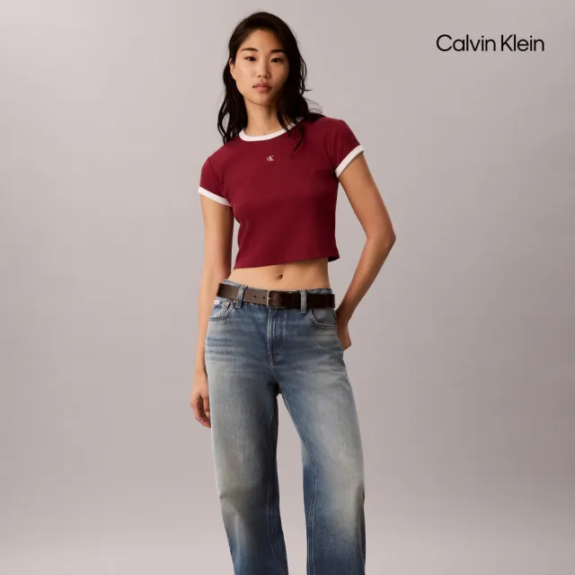 【CALVIN KLEIN】官方旗艦館Baby Fit Ribbed CK Ringer T-Shirt 紅色