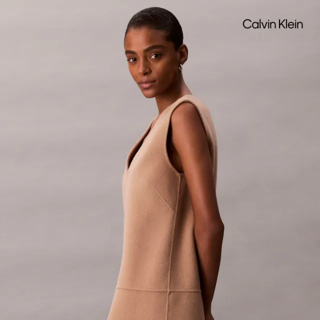 【CALVIN KLEIN】官方旗艦館CK 雙面羊毛連身裙 棕色