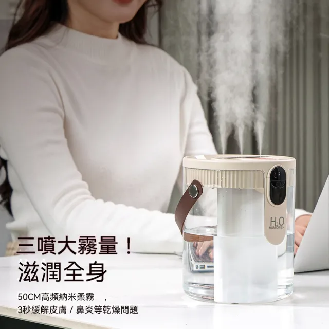 【Quality 聚家】空氣加濕器 空氣淨化器 加濕噴霧 溫馨氛圍燈 USB/三噴口/靜音保濕/五檔噴霧調節
