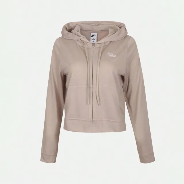 【NIKE 耐吉】外套 女 運動連帽外套 短版 AS W NK LT WT JRSY FZ 粉米 IU0728-236