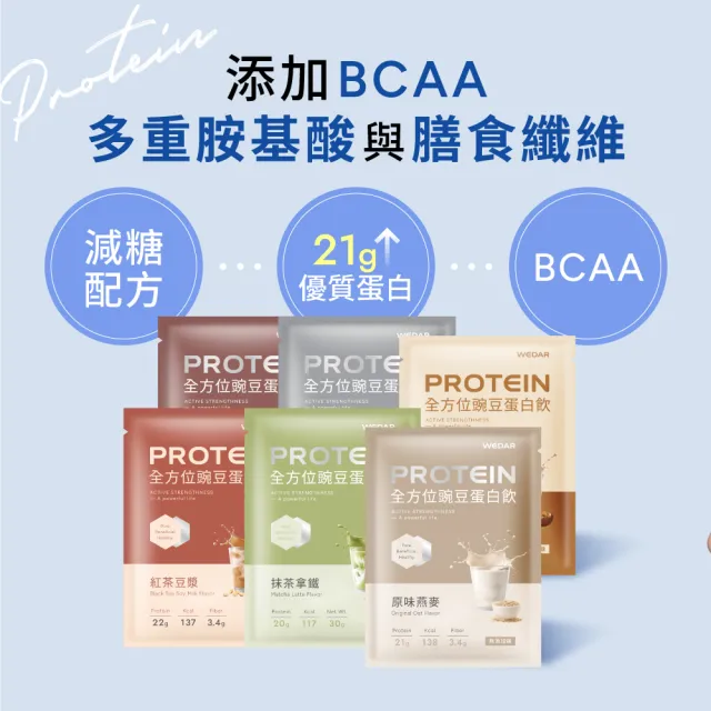 【Wedar 薇達】全方位豌豆蛋白飲 60包 任二口味(小禎代言.素食.BCAA.胺基酸.膳食纖維)