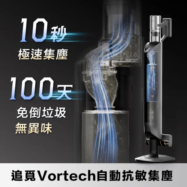 【Dreame 追覓科技】Z10S Station 自動集塵吸塵器 抗敏防纏版(雙恆壓梳齒割刀/綠光顯塵/4種吸頭/超輕量)