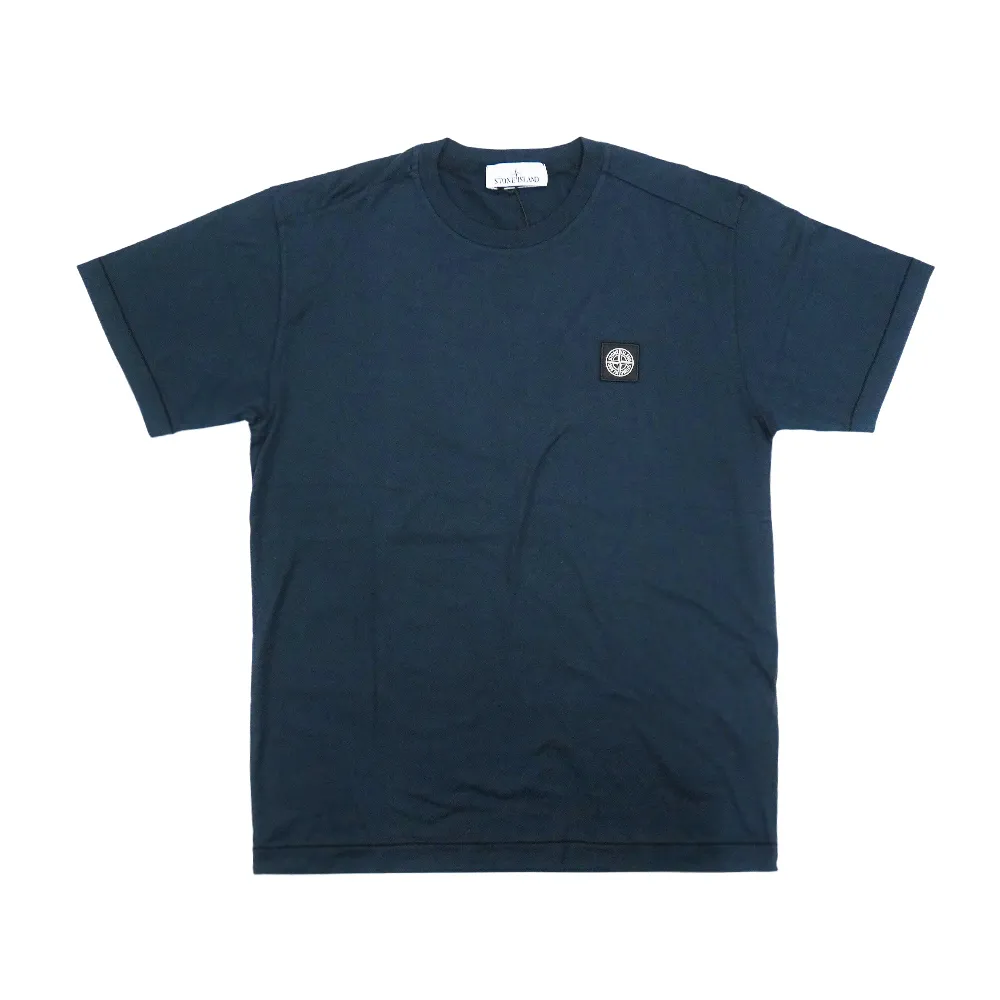 【Stone Island】十字品牌黑標男生短袖上衣(海軍藍)