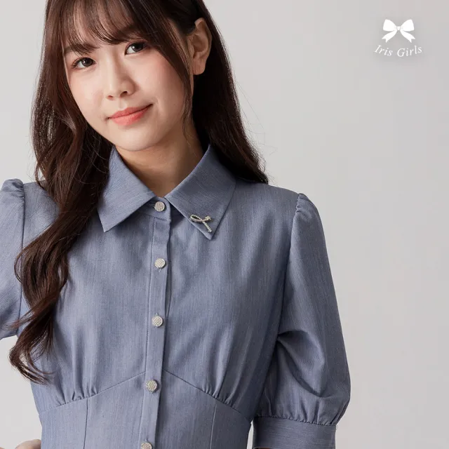 【Iris Girls 艾莉詩】單寧風襯衫式洋裝-65611