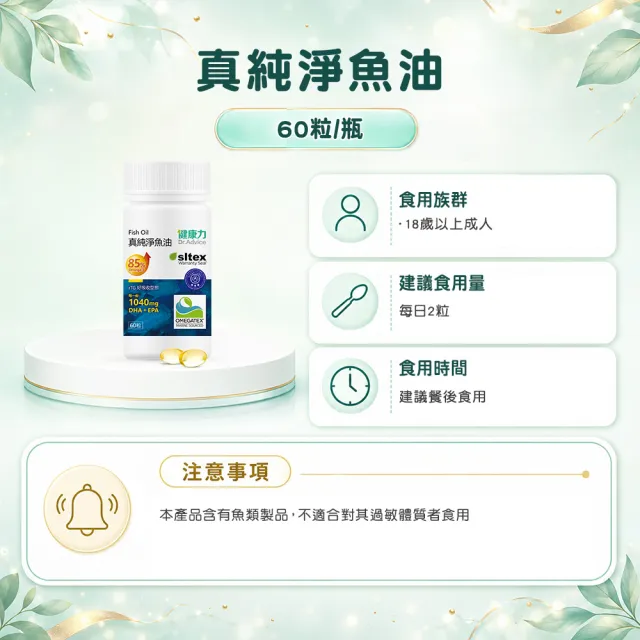【Dr.Advice 健康力】高濃度真純淨魚油60粒x3瓶 徐若瑄代言(高濃度 rTG型態)