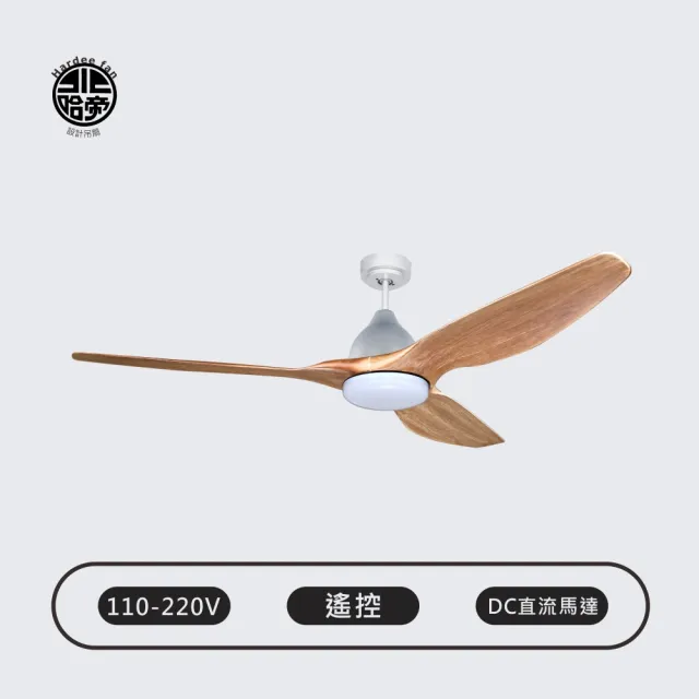 哈帝Hardee 設計吊扇 DC直流電機 AC110-220V 靜音省電 台灣製造 木紋銀色 有燈款 63吋 46401