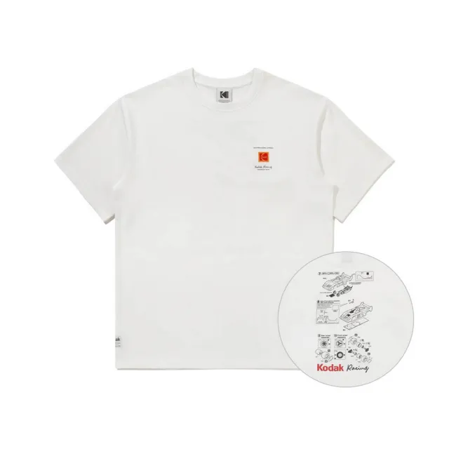 【KODAK Apparel】官方旗艦館 柯達 男女同款 短袖T恤 RACING 賽車系列 藍圖印花 WHITE 白色 / KB602042WHT