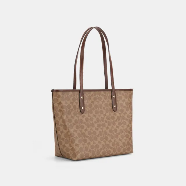 【COACH】蔻馳官方直營 CITY 經典 SIGNATURE 拉鍊托特包 托特手袋-多色任選(CCQ28/58292)