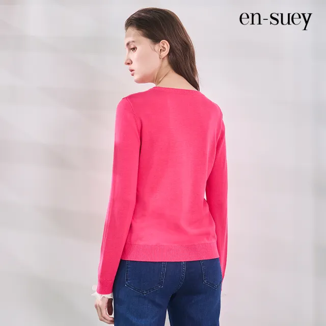 【en-suey 銀穗】異素材拼接長袖線衫-女