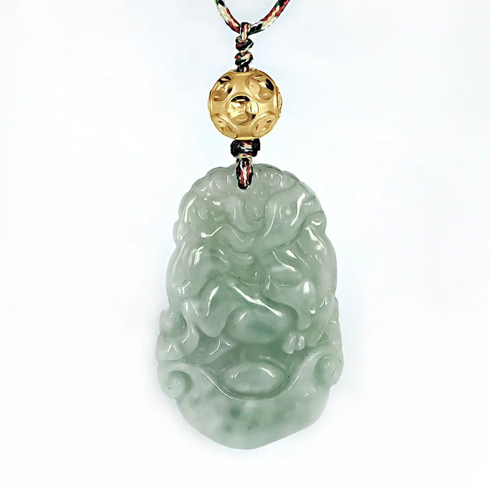 【金石盟】黃金項鍊天然緬甸玉馬(9999黃金0.18錢+翡翠33X22mm)