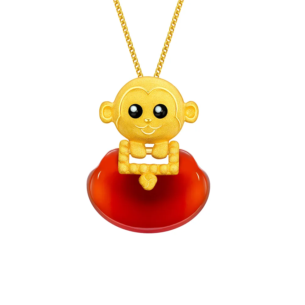 【Just Gold 鎮金店】十二生肖 滿福如意-猴 黃金吊墜(不含鍊)
