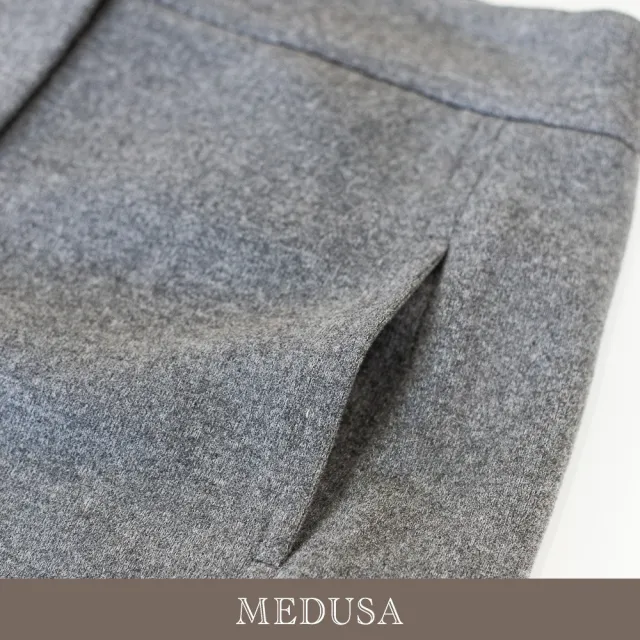 【MEDUSA 曼度莎】現貨-毛毛灰調 針織感俐落顯瘦長寬褲（M-XL）｜寬褲穿搭 女長褲 針織感