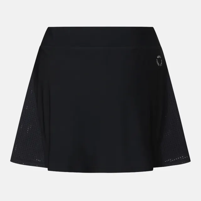【DESCENTE】褲裙 女 運動裙 [WOMENS RUNNING]HIGH-RIS-E 2-IN-1 SKIRT 黑 SR322RSK71-BLK0