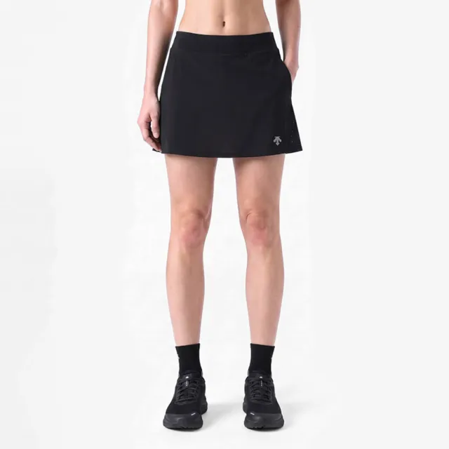 【DESCENTE】褲裙 女 運動裙 [WOMENS RUNNING]HIGH-RIS-E 2-IN-1 SKIRT 黑 SR322RSK71-BLK0