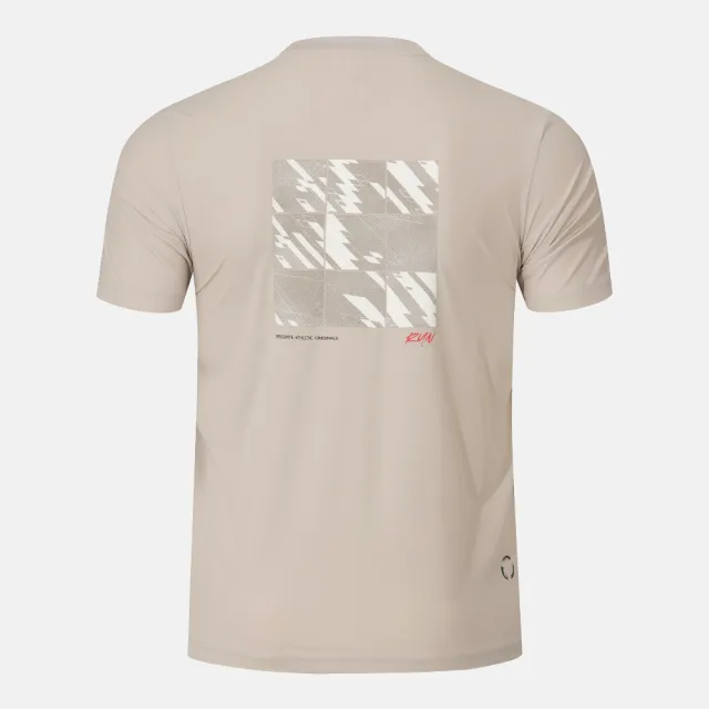 【DESCENTE】短袖上衣 男 女 中性 快排 BACK GRAPHIC SHORT SLEEVET-SHIRTS 淺咖 SR323RTS78-BEG0
