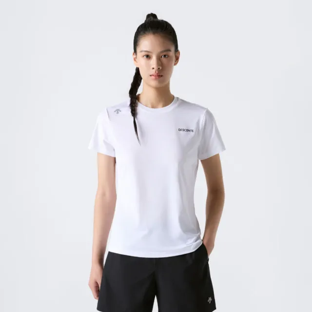 【DESCENTE】短袖上衣 男 女 中性 快排 ESSENTIAL SHORT-SLEEVE T-SHIRT 白 SR323RTS77-WHT0