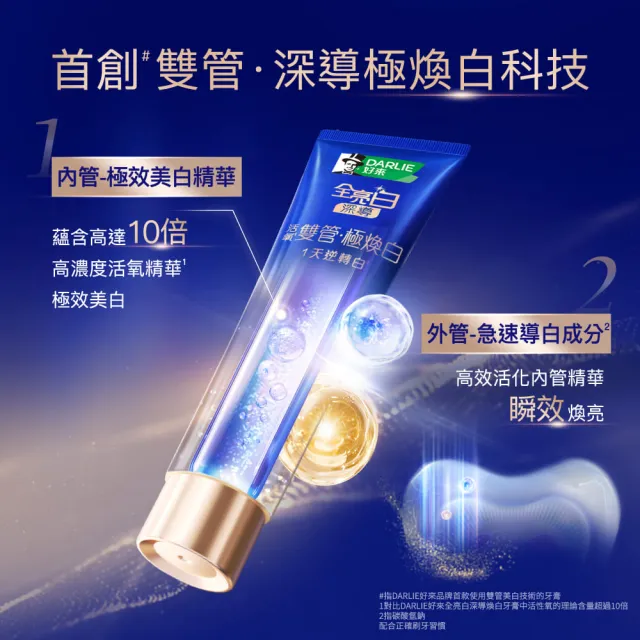 【DARLIE 好來】藍光科技牙刷美白套組 (深導雙管牙膏100g+深導藍光牙刷 /美白/亮白)