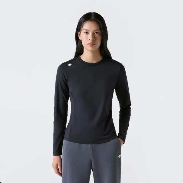 【DESCENTE】長袖上衣 女 快排 WOMENS BASIC LONG SLEEVE T-SHIRTS 黑 SR322PTL81-BLK0