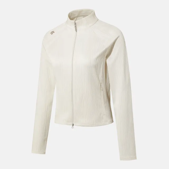 【DESCENTE】外套 女 運動立領外套 WS RIBBED SLIM FIT STAND-NECK TRAINING ZIPUP 象牙白 SR322PFT71-IVY0