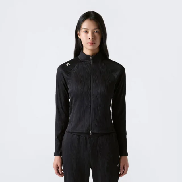 【DESCENTE】外套 女 運動立領外套 WS RIBBED SLIM FIT STAND-NECK TRAINING ZIPUP 黑 SR322PFT71-BLK0