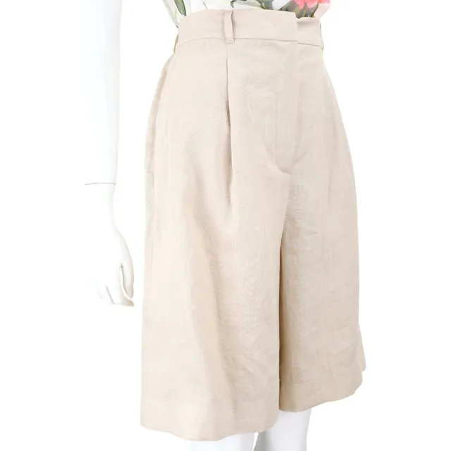 【MaxMara】STUDIO MSTCARAVAN 親膚純亞麻米色百慕達短褲(西裝短褲 義大利精品)
