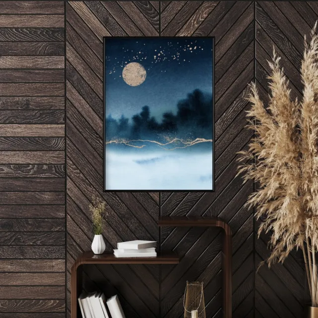 【菠蘿選畫所】星空 • 明月 - 30x40cm(星空/夜晚/圓月/夜景/工作室/咖啡廳/居家掛畫)