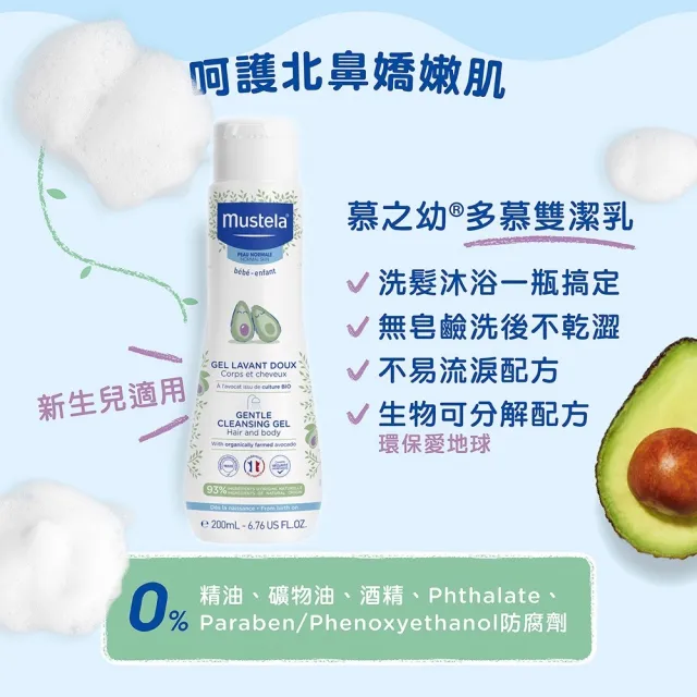 【Mustela 慕之恬廊】嬰兒清潔護膚禮盒(雙潔乳+潤膚乳+屁屁膏+免用水潔淨液 彌月禮 新生兒禮物 交換禮物)