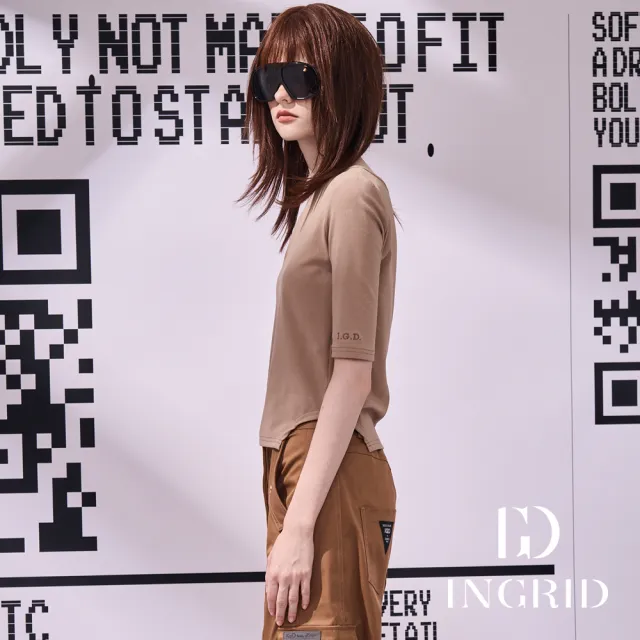 【IGD 英格麗】實體同步款-簡約金屬釦設計上衣-杏色
