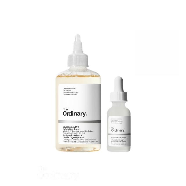 【The Ordinary】控油提亮必備組 | 7%甘醇酸煥膚化妝水＆10% 菸鹼醯胺 + 1% 鋅精華