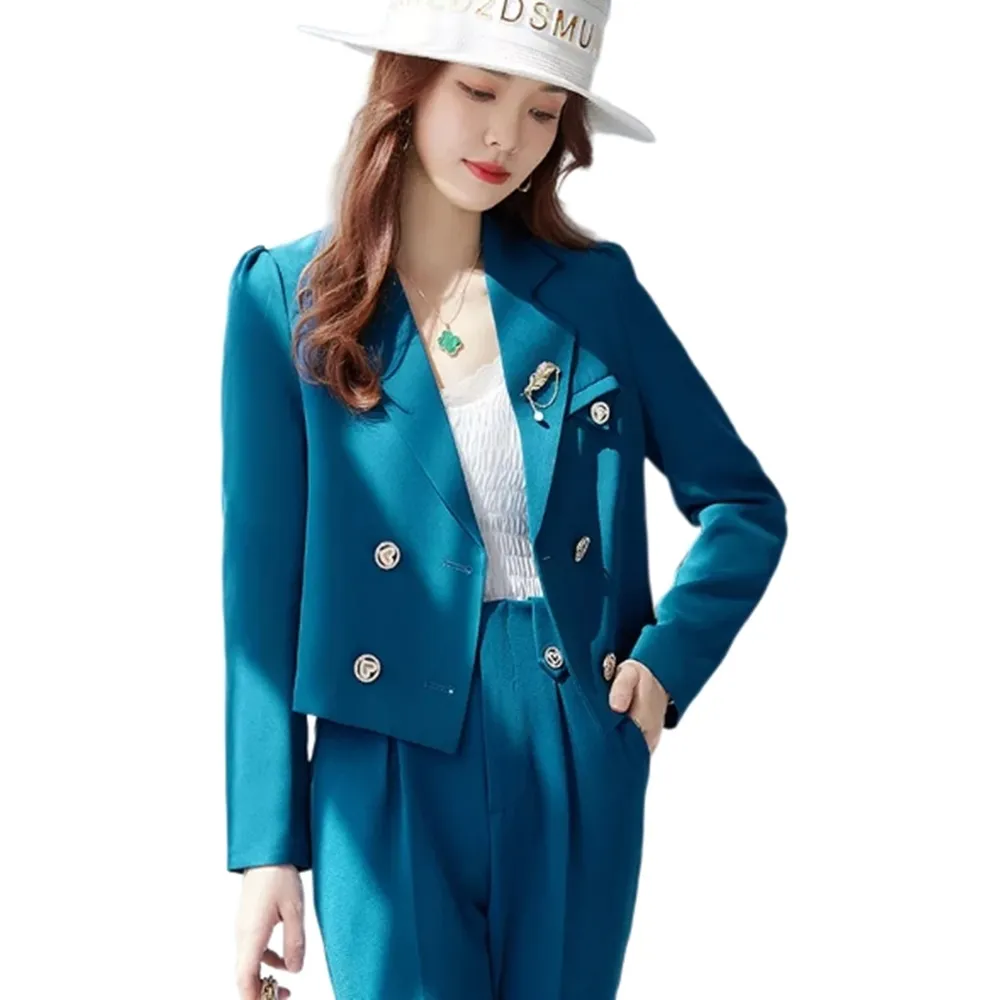 【巴黎精品】現貨+預購 西裝套裝兩件套(秋冬短版外套長褲女西服3色p1al71)